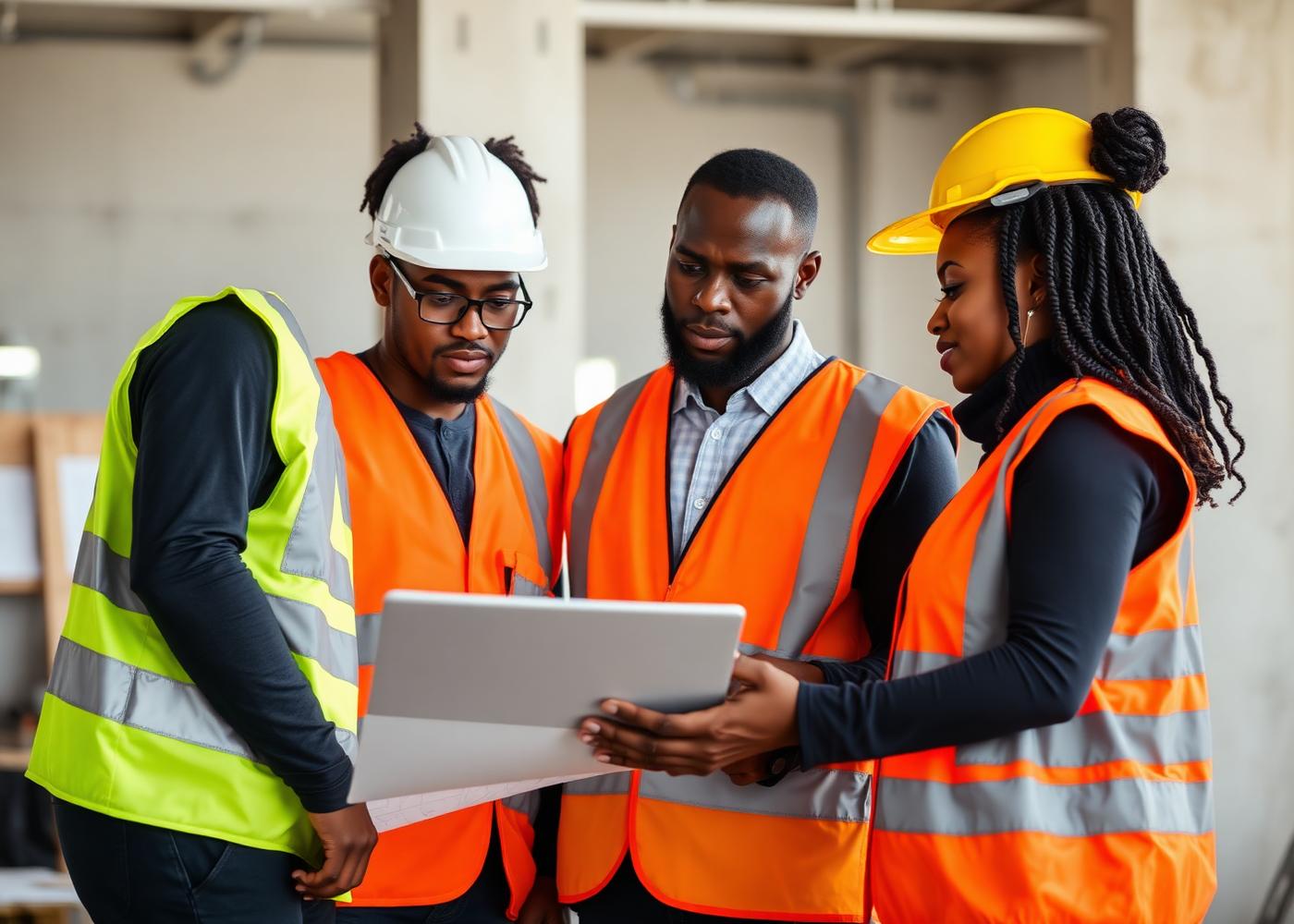 New Ice City engineers collaborating on a project site in Botswana